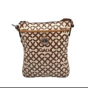 COACH LEAH OP ART SWINGPACK CROSSBODY #42420 TAN & IVORY
